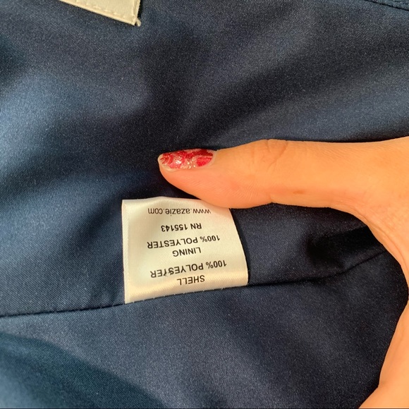 AZAZIE NWT “Sariah” off the shoulder new length Dark Navy, size A6. # AZ613435 - Picture 9 of 9